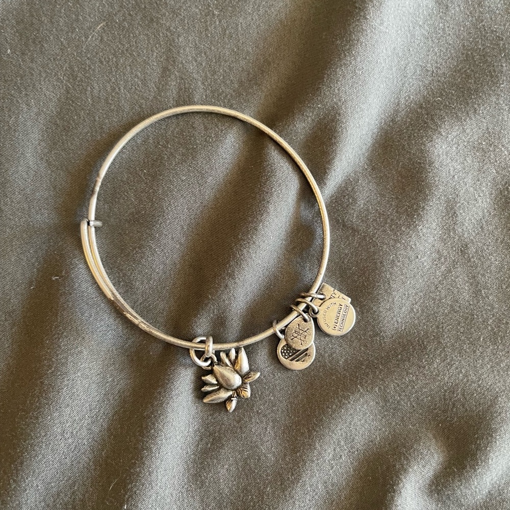 Alex and Ani lotus charm silver bracelet